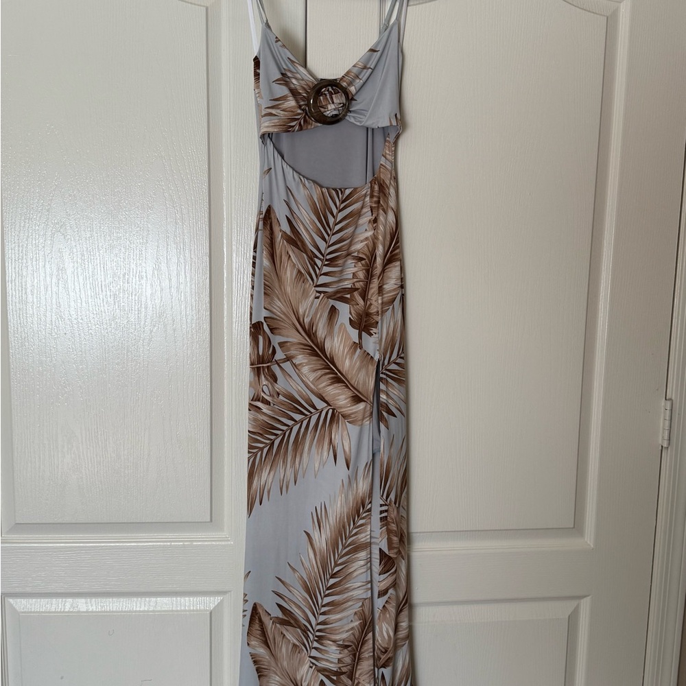 Windsor Brown Leaf Print Maxi Dress